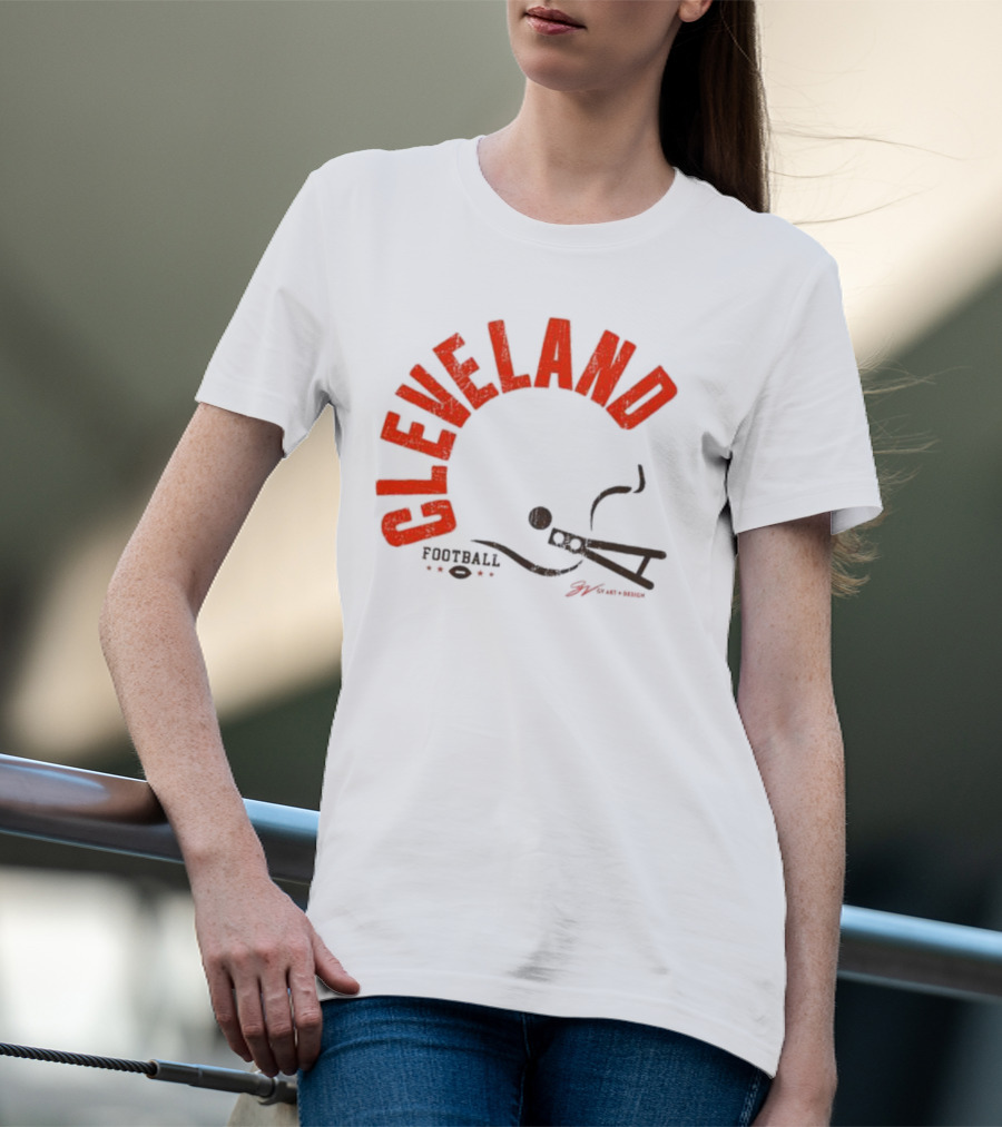 Cleveland Football Helmet Bold Type T-Shirt