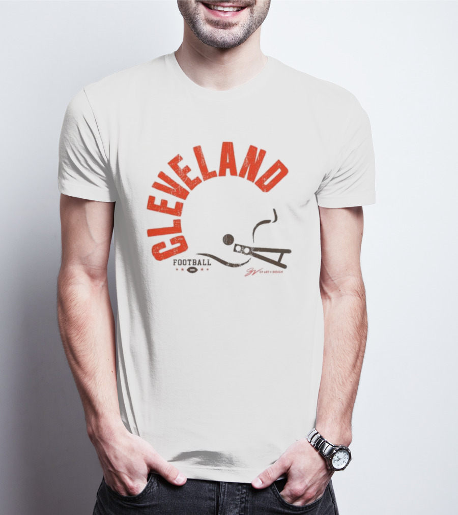 Cleveland Football Helmet Bold Type T-Shirt
