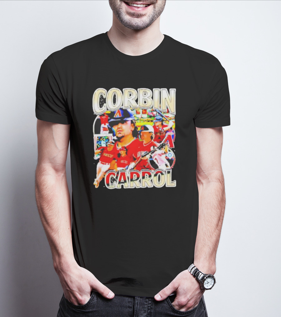 CORBIN CARROL BASEBALL VINTAGE PLAYER ACTION COLLAGE T-Shirt