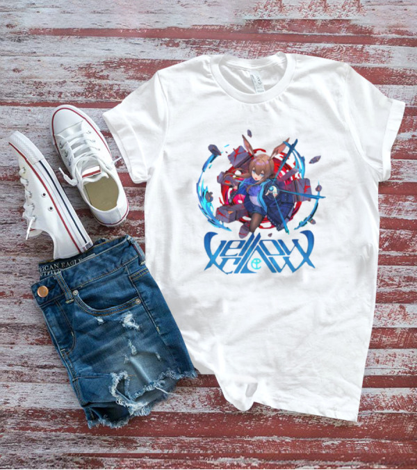 Arknights Yellow Claw Character With Sword And Energy Circle T-Shirt