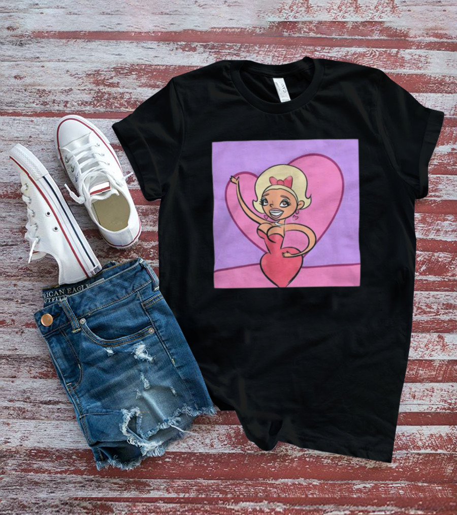 Jaymes Mansfield Cartoon Heart Outfit Pink Background T-Shirt