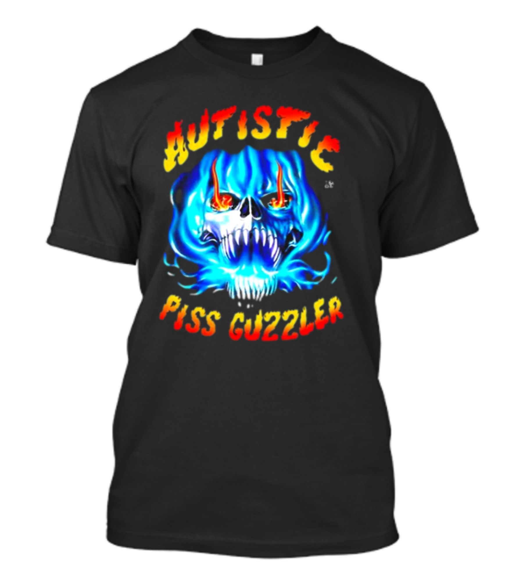 Teen Hearts Merch Autistic Piss Guzzler Fiery Skull T-Shirt