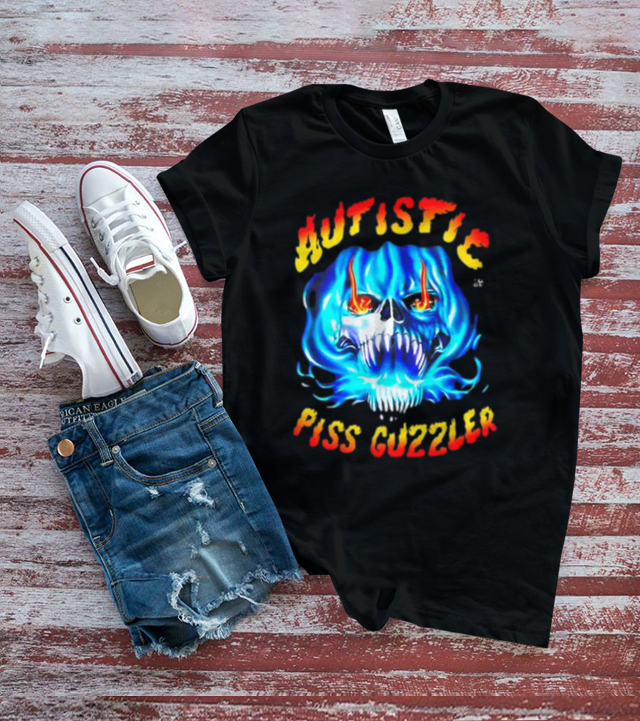 Teen Hearts Merch Autistic Piss Guzzler Fiery Skull T-Shirt