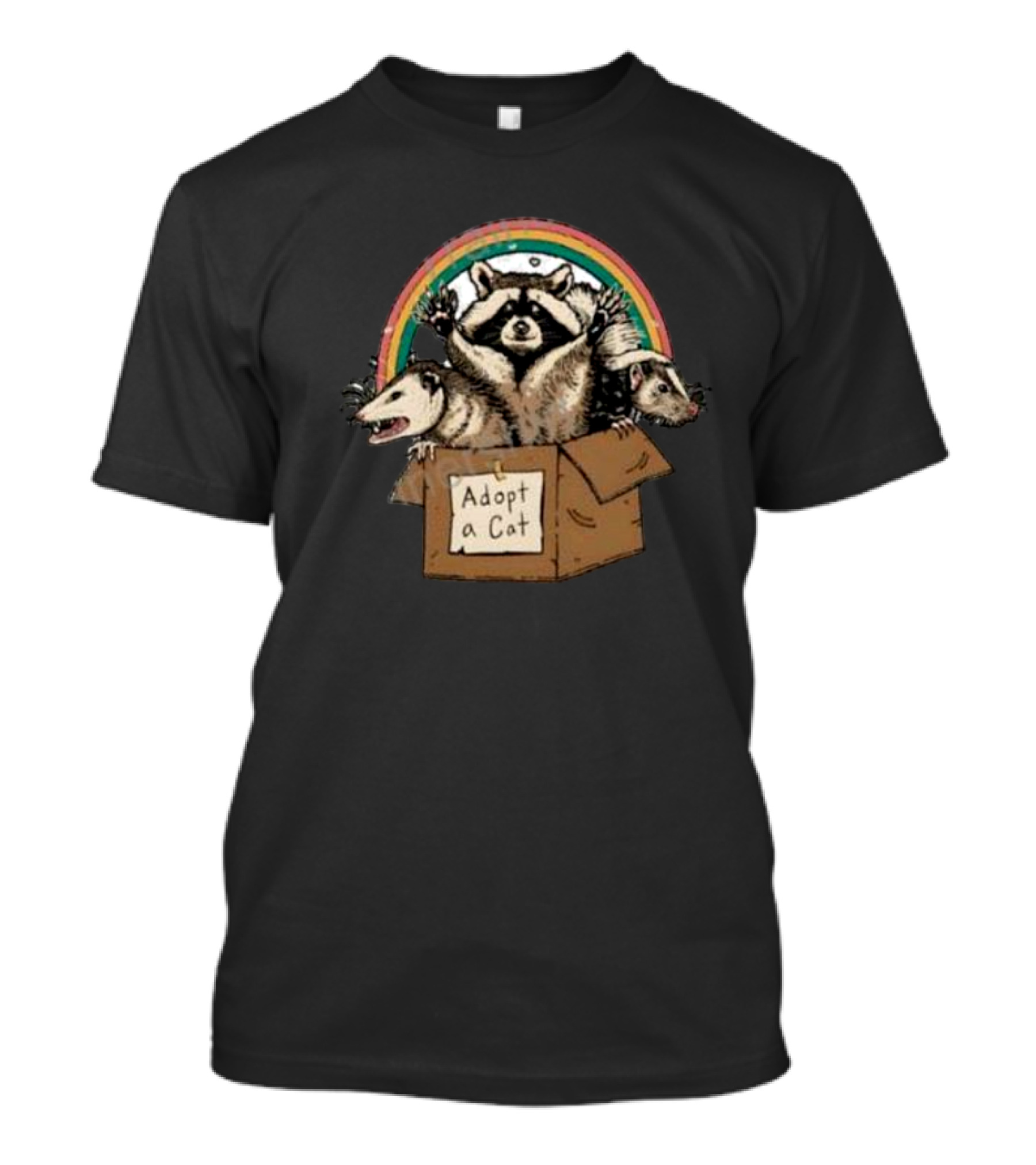 Adopt A Cat Raccoon And Opossums Rainbow Box Fun T-Shirt