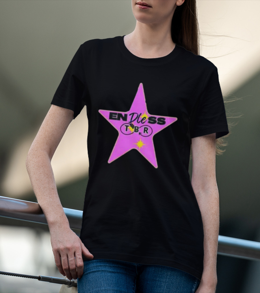 Endless TBR Star Pink Emblem With Books And Dice T-Shirt