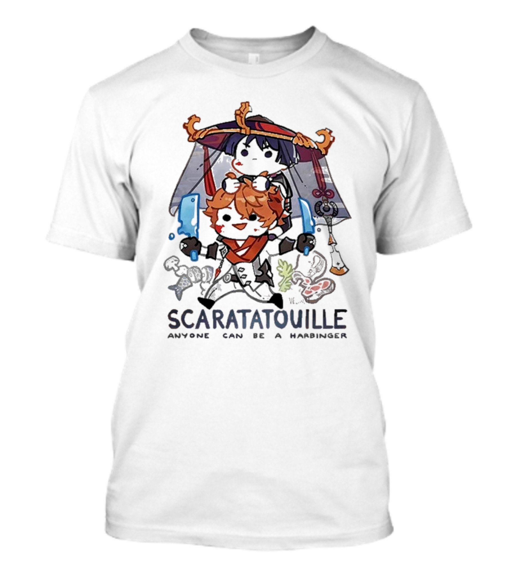 Scaratatouille Anyone Can Be A Harbinger Genshin Impact Scaramouche T-Shirt