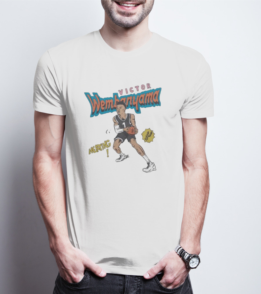 San Antonio Spurs Comic Book Victor Wembanyama Heating Basketball Player T-Shirt