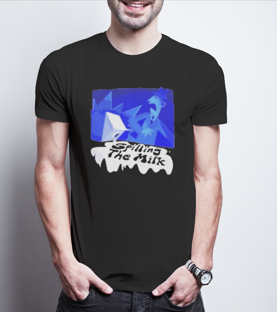 Spilling The Milk Blue Businessman Cartoon T-Shirt