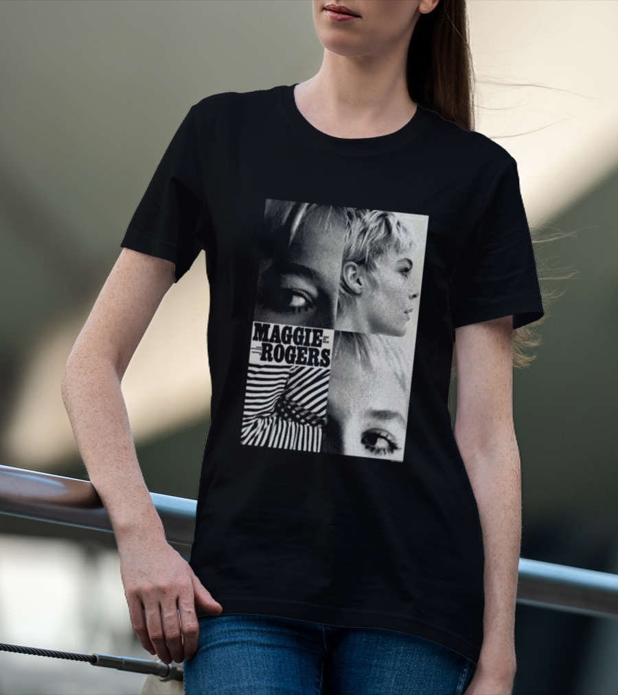 Maggie Rogers Vintage Black And White Portrait Collage Nashville T-Shirt