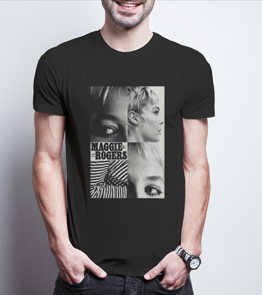 Maggie Rogers Vintage Black And White Portrait Collage Nashville T-Shirt