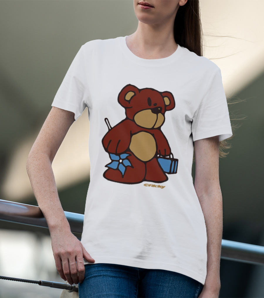 Ricky Montgomery Bear With Blue Flower And Gift Box T-Shirt