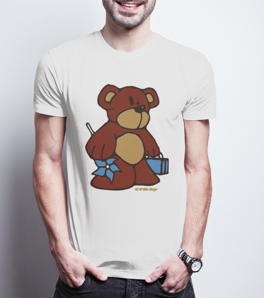 Ricky Montgomery Bear With Blue Flower And Gift Box T-Shirt