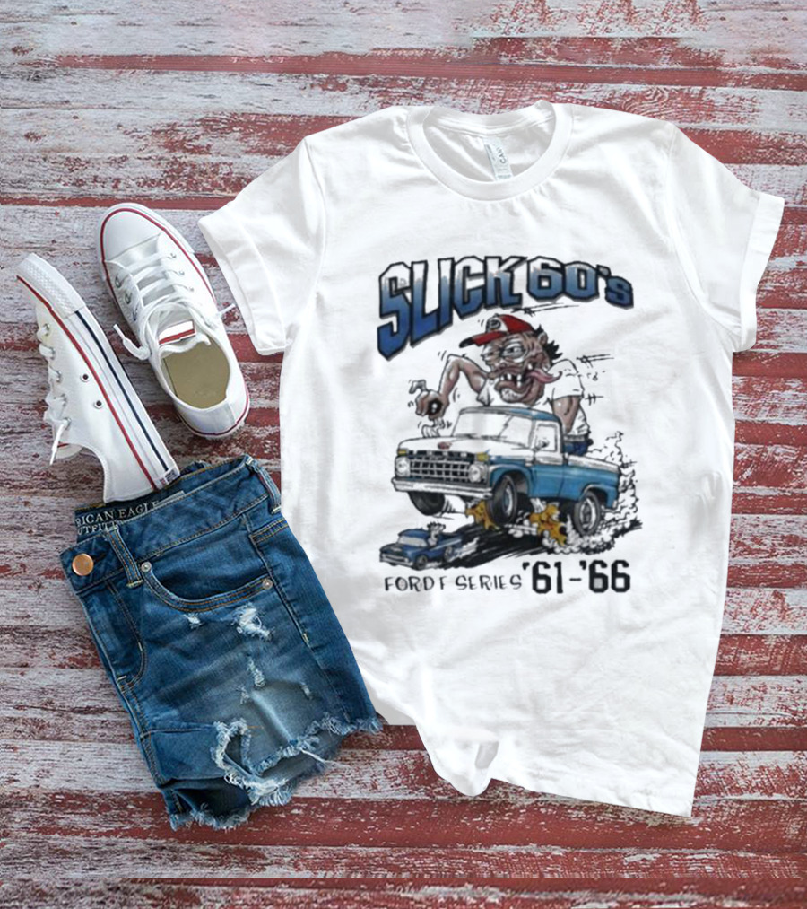 Slick 60'S Ford Series 61-66 Vintage Design Car Cartoon T-Shirt