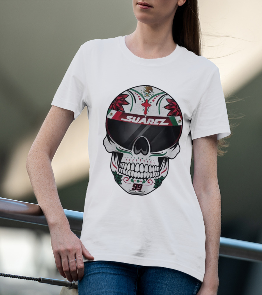 Suarez Racing Helmet Visor Skull With Number 99 T-Shirt