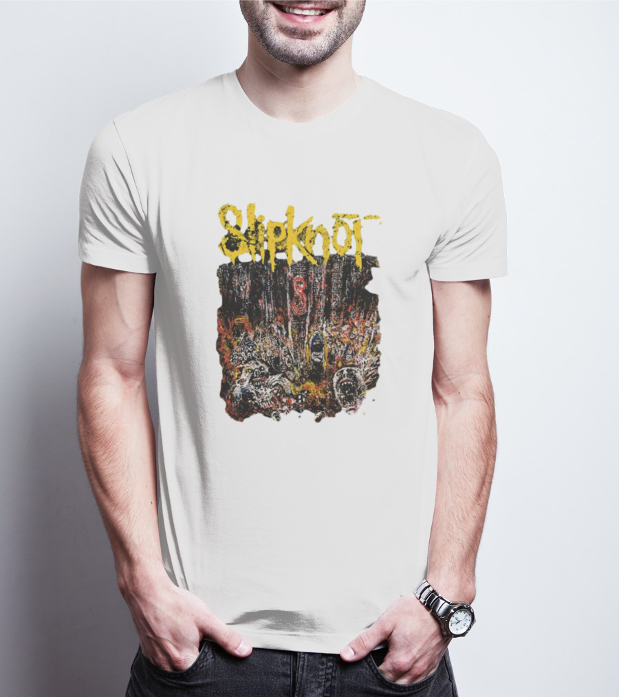 Slipknot Live At MSG Concert Art With Number 8 Grunge T-Shirt