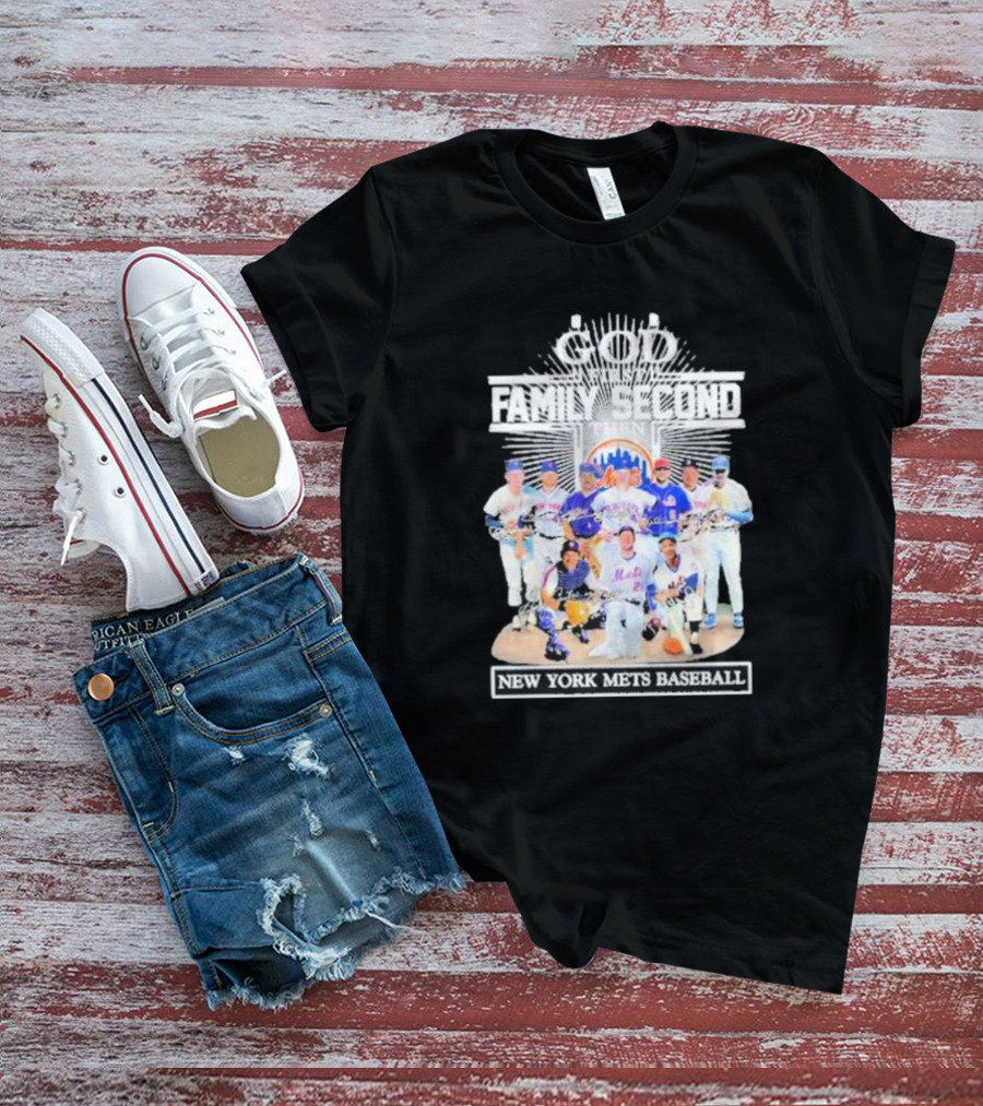 God First Family Second Then New York Mets Baseball Players Signatures T-Shirt