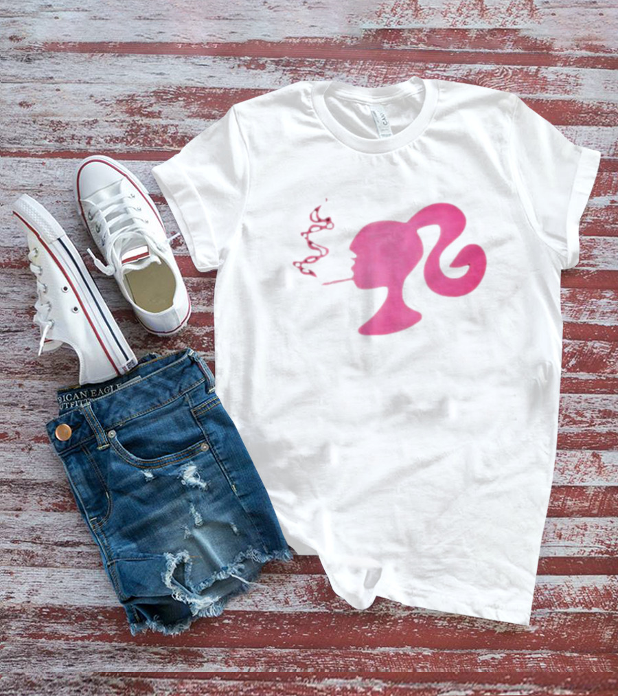 Smoking Pink Silhouette Barbie T-Shirt