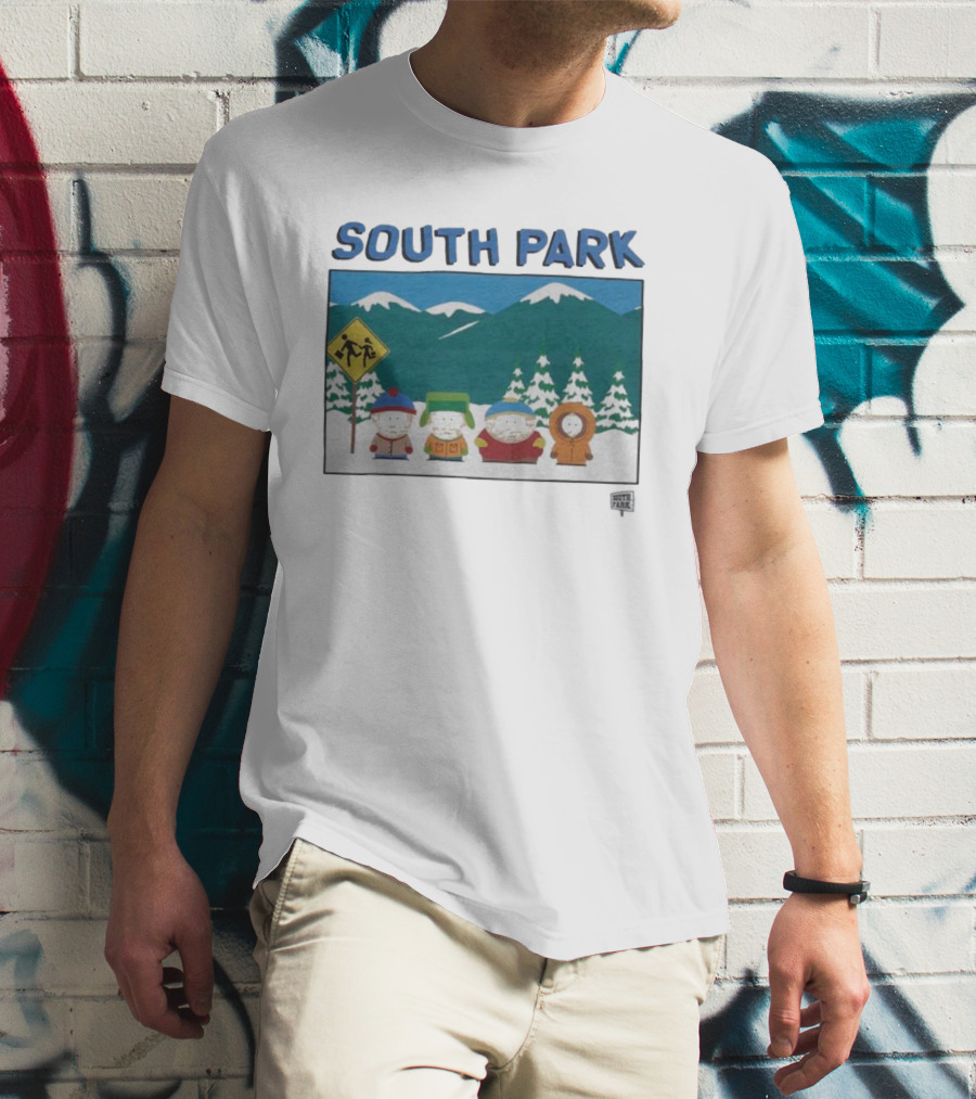 SOUTH PARK Characters In Winter Mountain Scene T-Shirt