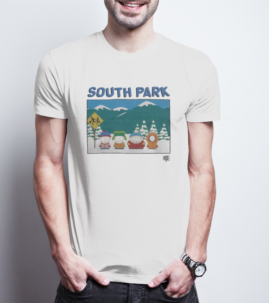 SOUTH PARK Characters In Winter Mountain Scene T-Shirt