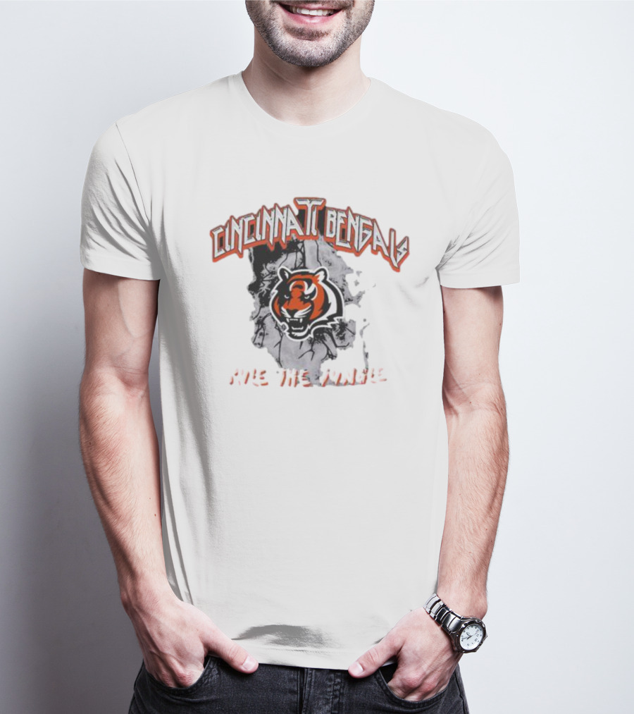 Cincinnati Bengals Rule The Jungle Tiger Logo Women's Boyfriend T-Shirt