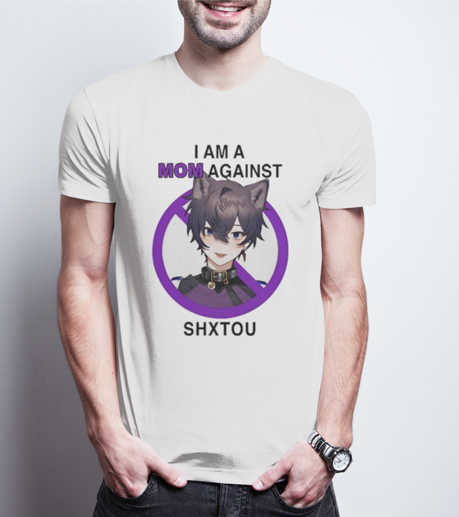 I Am A Mom Against Shxtou Character With Crossed Circle T-Shirt