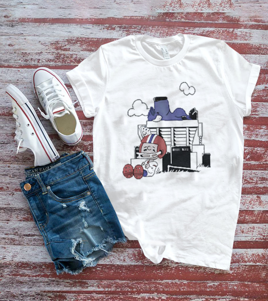 26 Shop Waiting The Season Football-Themed Nostalgic Cloud Scene T-Shirt