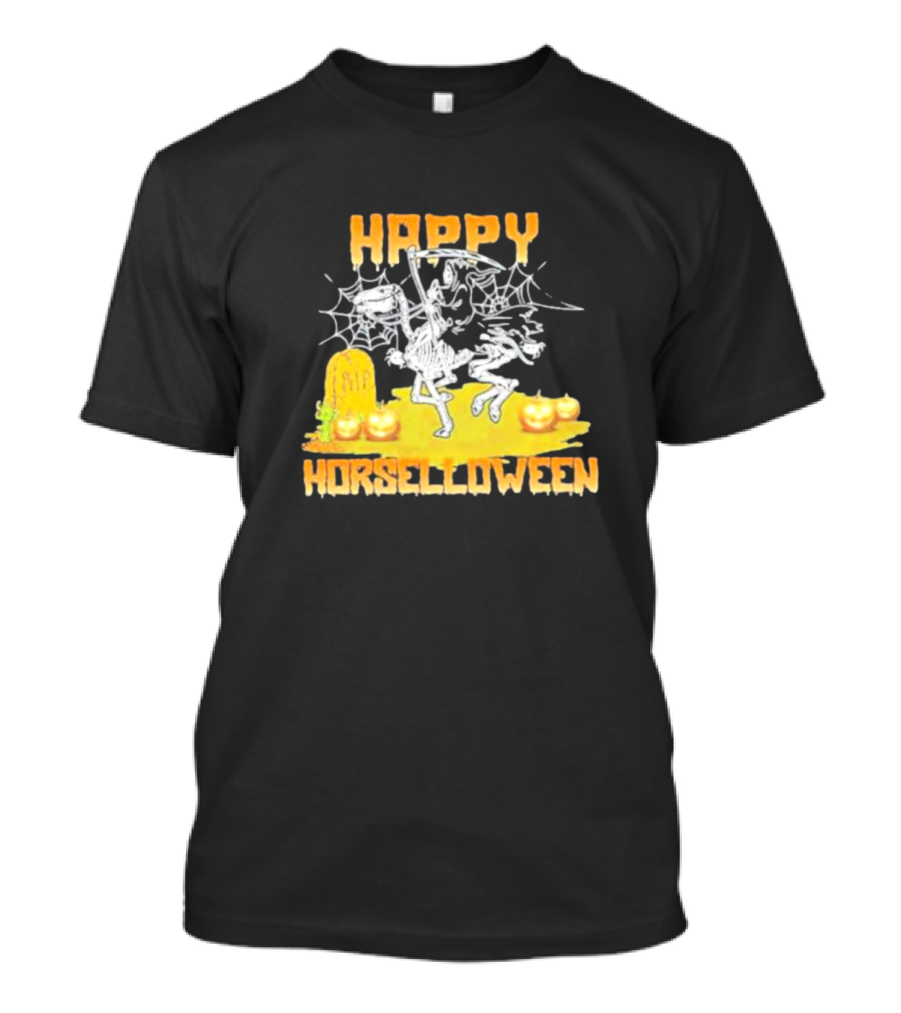 Happy Horselloween Devil Riding Horse Skull Halloween T-Shirt