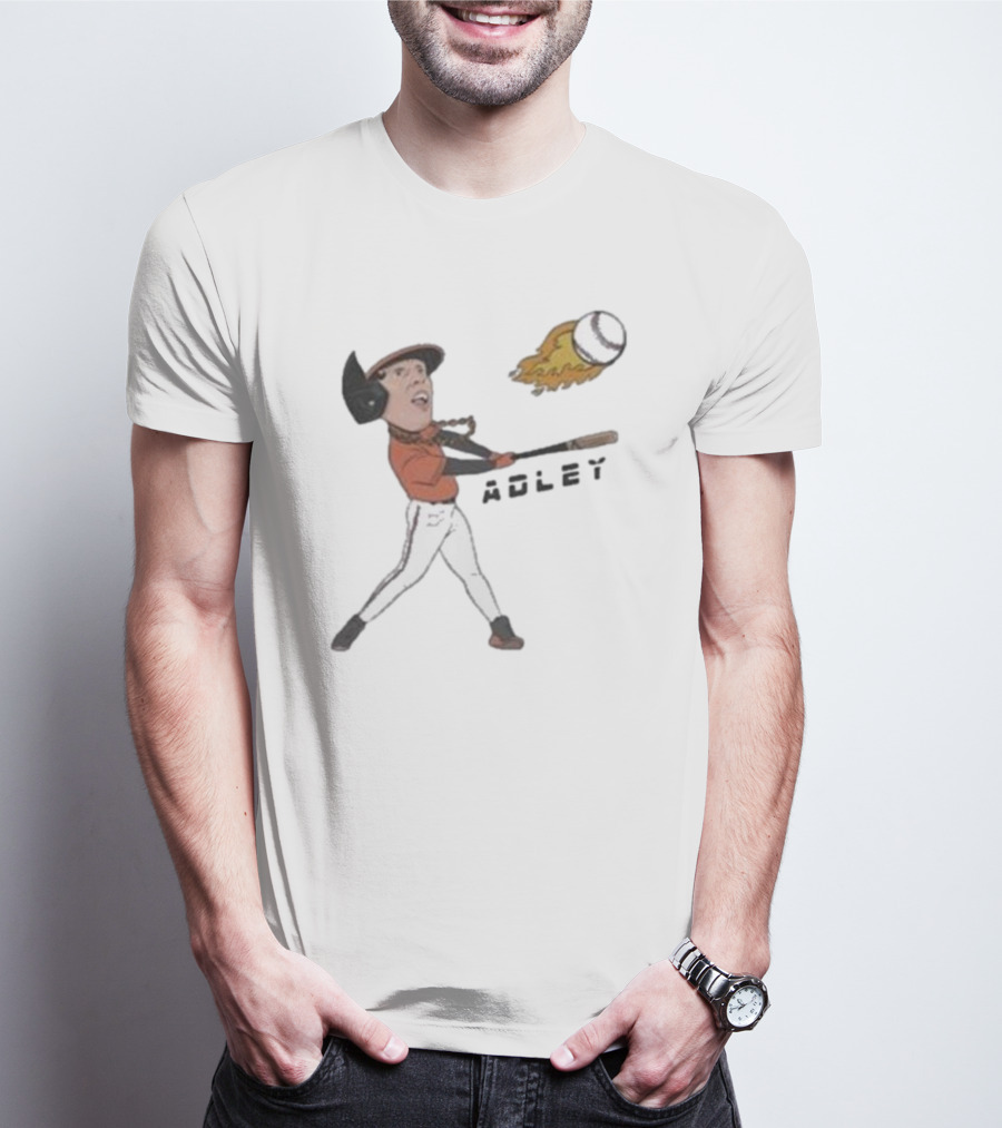 Adley Rutschman Baseball Fire Swing Action T-Shirt