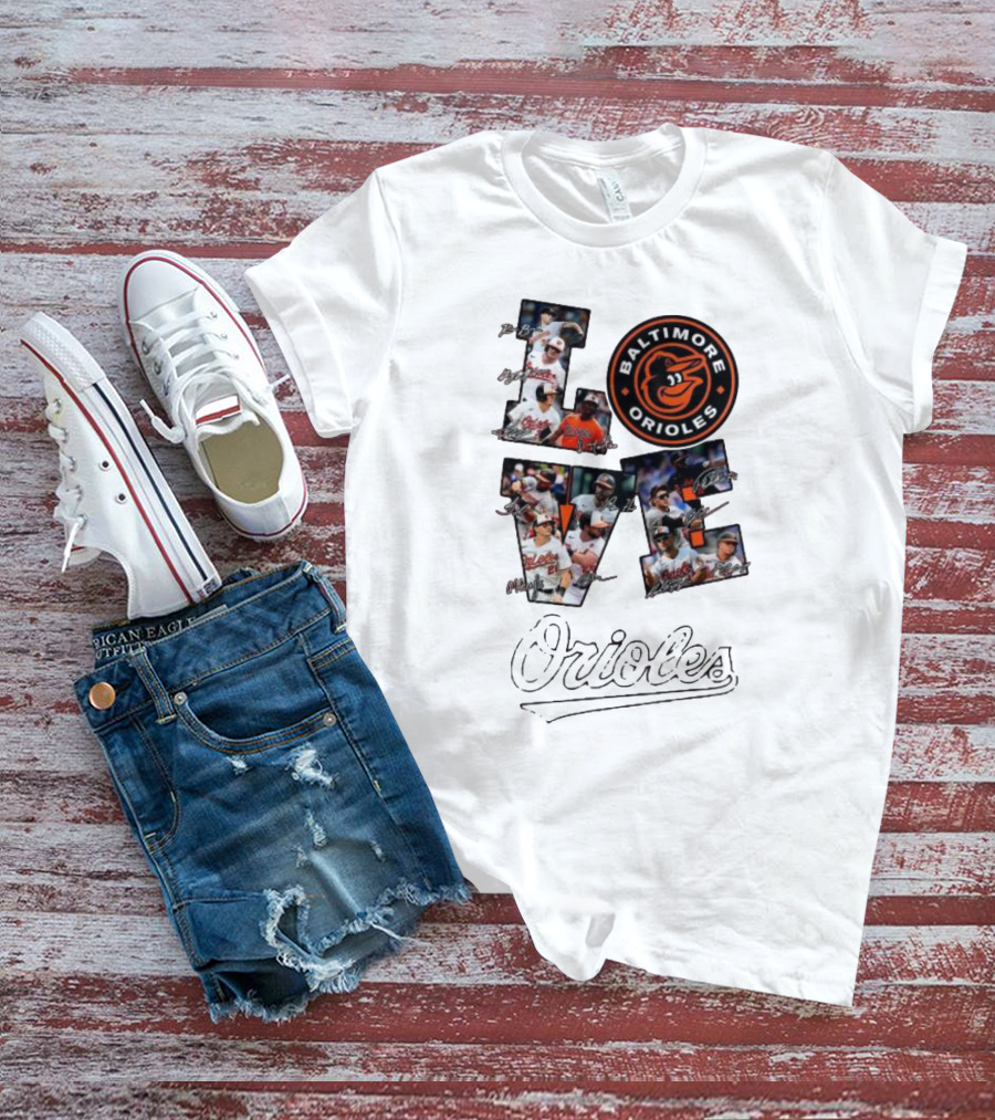 Baltimore Orioles Love Team Personalized Orange Players T-Shirt