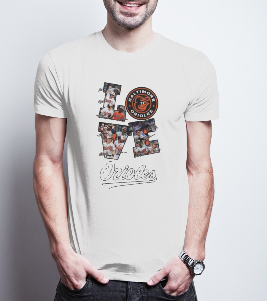 Baltimore Orioles Love Team Personalized Orange Players T-Shirt