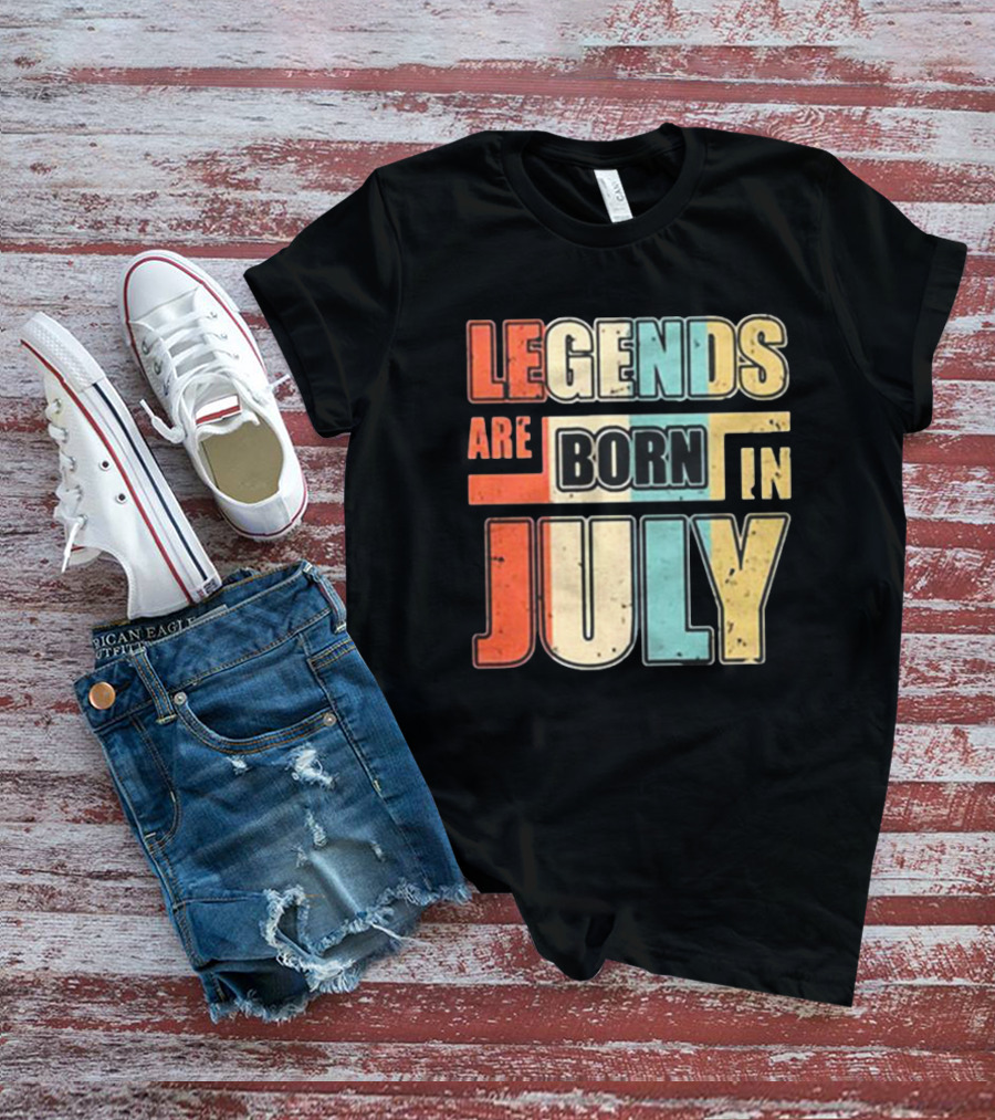 Legends Are Born In July Retro Vintage T-Shirt