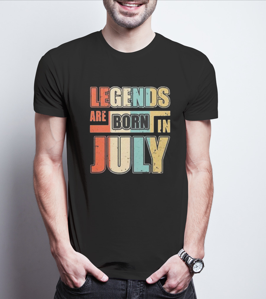 Legends Are Born In July Retro Vintage T-Shirt
