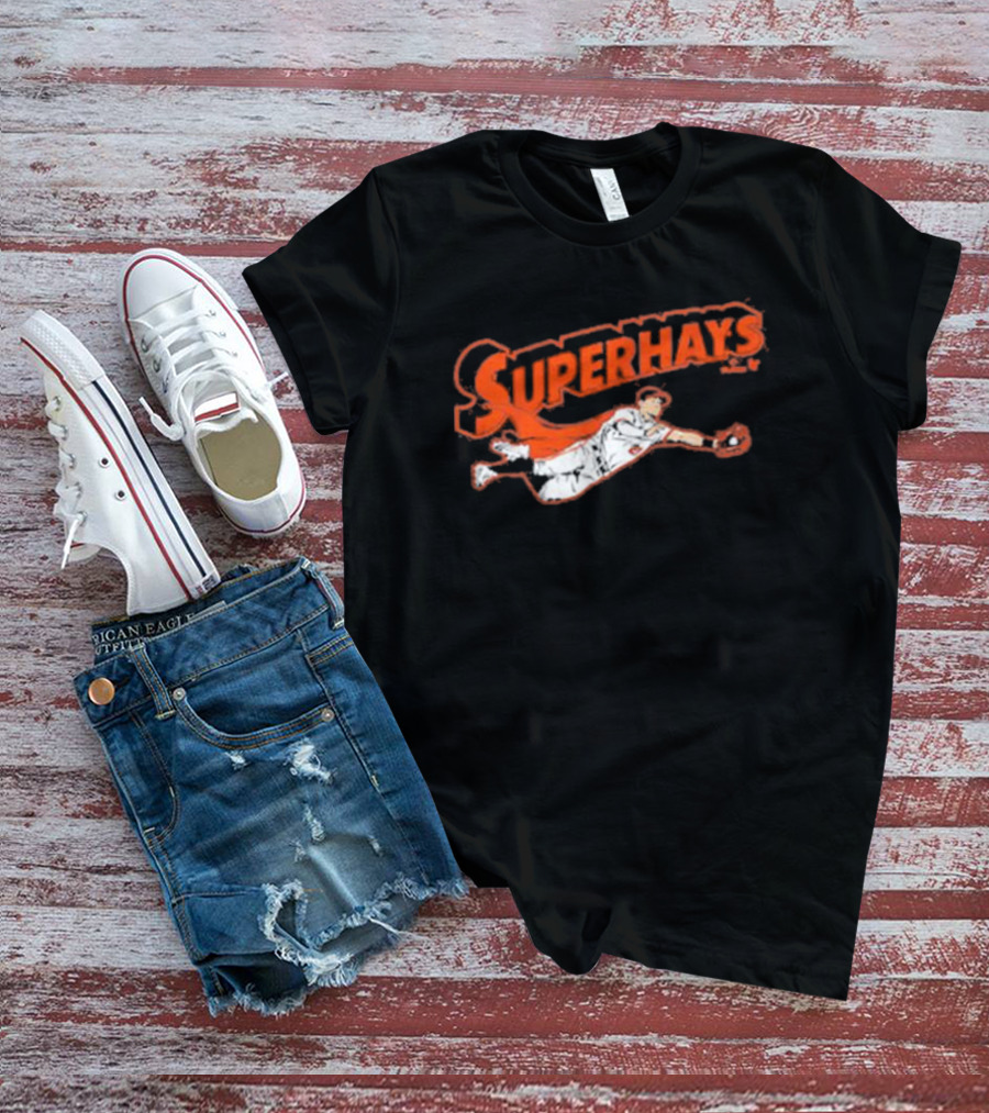Superhays Austin Hays Baseball Flying Action T-Shirt