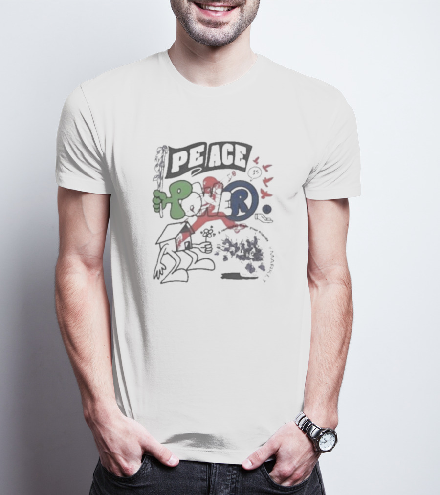 Peace Power Colorful Street Art Symbol Collage T-Shirt