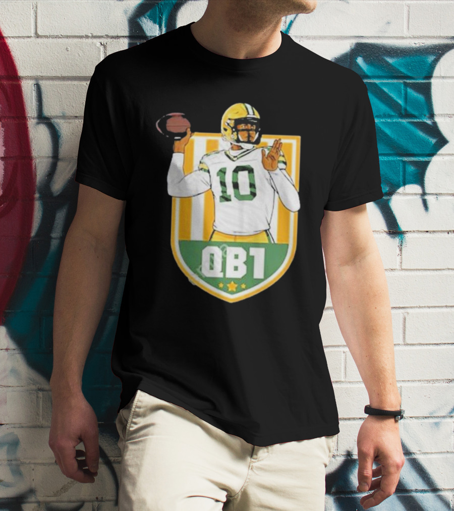 Cheeseheadtv QB1 Green And Gold Football Number 10 T-Shirt