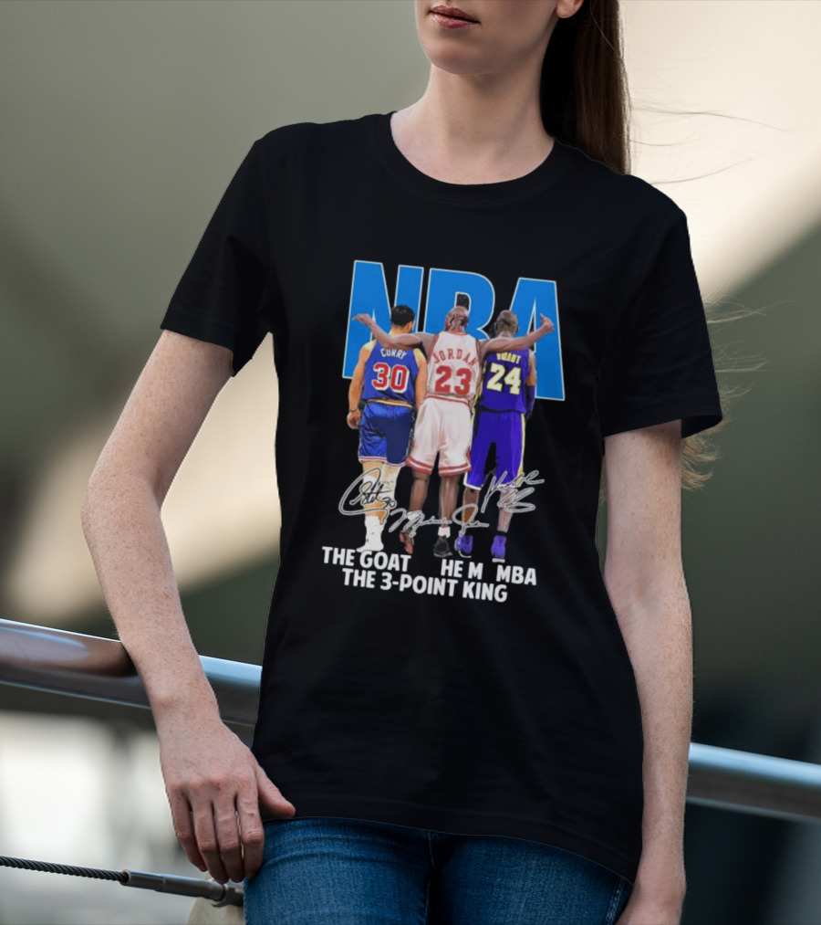 NBA Curry Jordan Bryant The Goat The Mamba The 3-Point King Signature T-Shirt