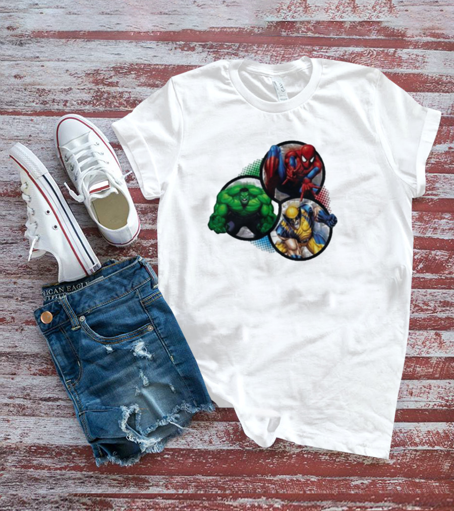Thenerdspider Marvel's Trinity Spider-Man Hulk Wolverine T-Shirt