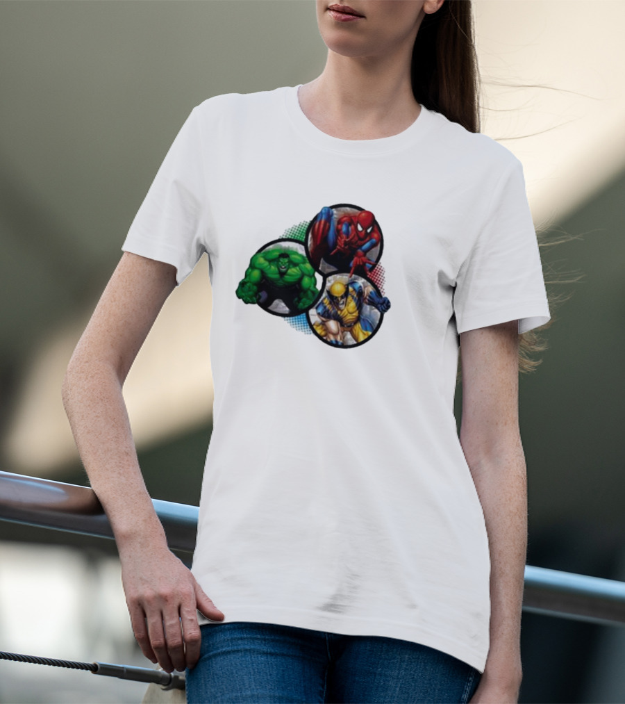 Thenerdspider Marvel's Trinity Spider-Man Hulk Wolverine T-Shirt