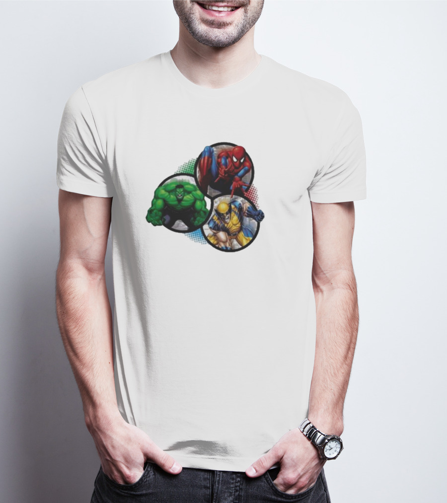 Thenerdspider Marvel's Trinity Spider-Man Hulk Wolverine T-Shirt