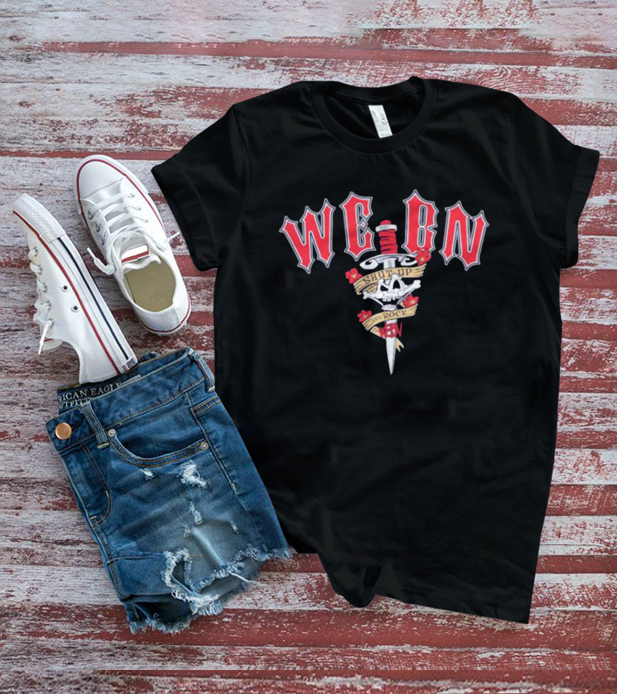 WEBN Shut Up And Rock Tattoo Skull Dagger T-Shirt
