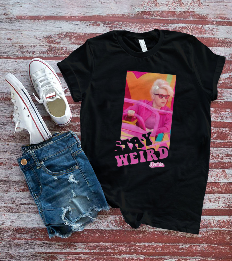 Barbie Movie Stay Weird Pink Jacket Sunglasses T-Shirt