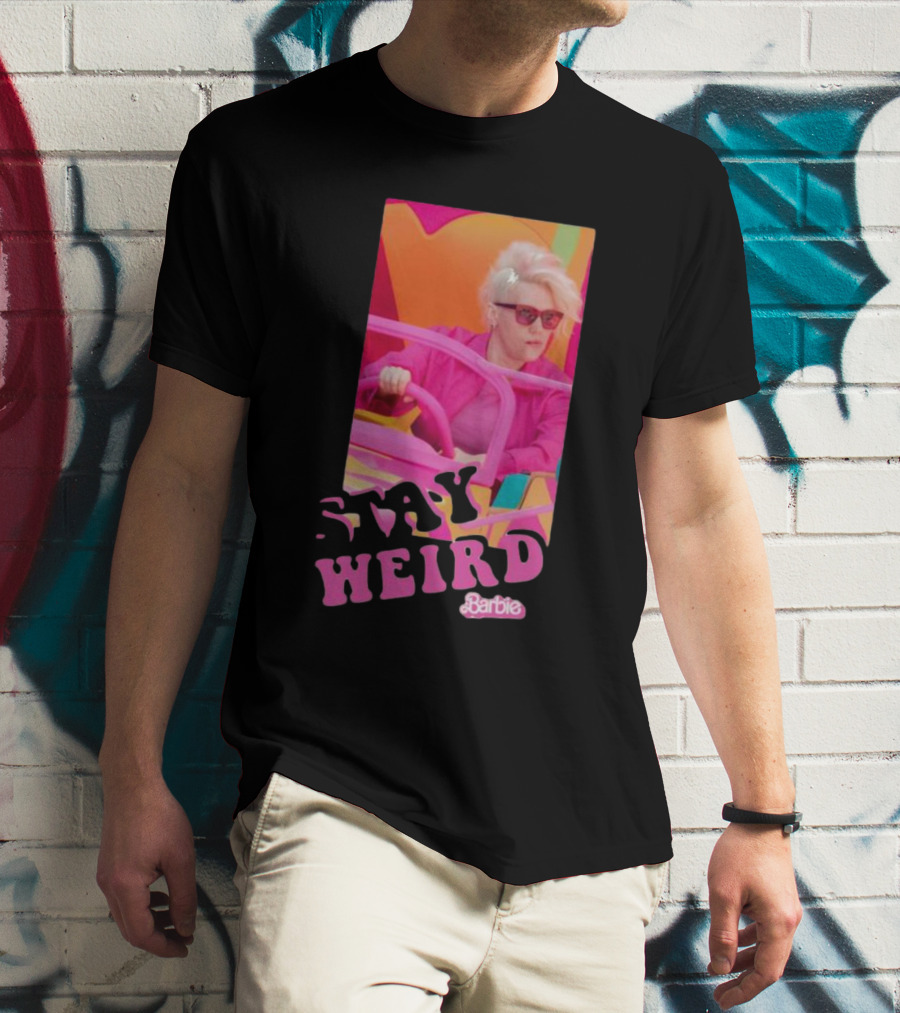 Barbie Movie Stay Weird Pink Jacket Sunglasses T-Shirt