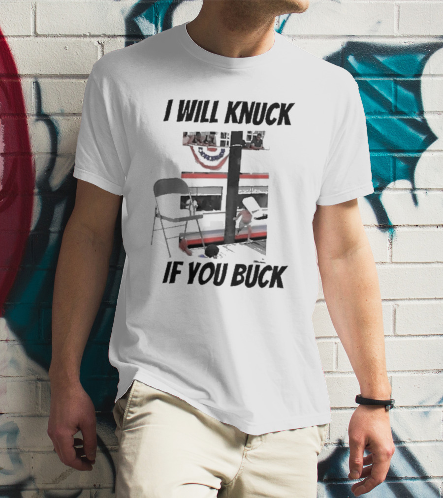 I Will Knuck If You Buck Montgomery River Boat Chair Scene T-Shirt