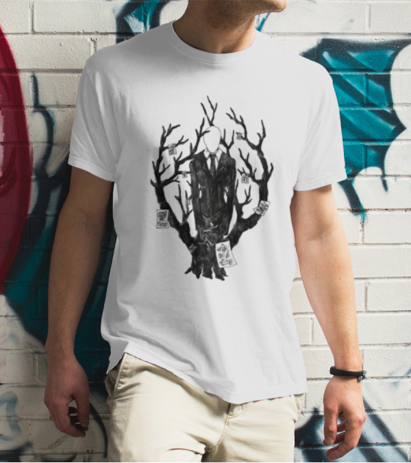 Slenderman III Halloween Tree Branches Cards T-Shirt