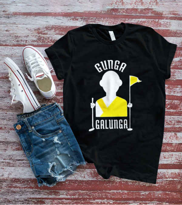 Gunga Galunga Golf Monk Icon With Clubs And Flag T-Shirt