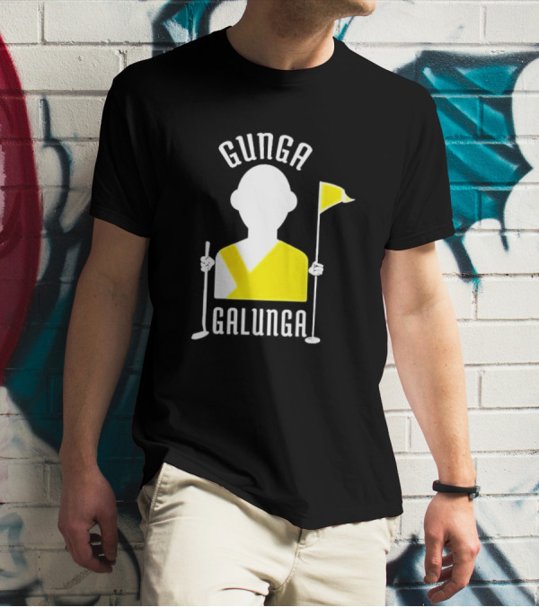Gunga Galunga Golf Monk Icon With Clubs And Flag T-Shirt