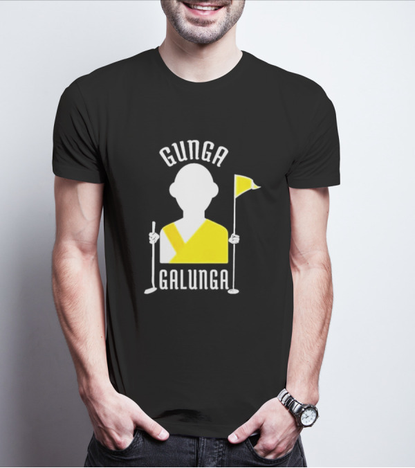 Gunga Galunga Golf Monk Icon With Clubs And Flag T-Shirt