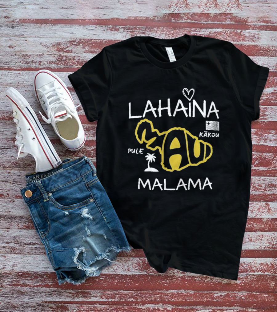 Lahaina Maui Strong Pule Kākou Malama Support Maui Love And Peace Awareness T-Shirt
