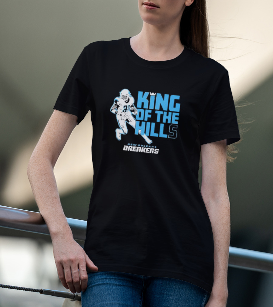 New Orleans Breakers King Of The Hills Football Player Action T-Shirt