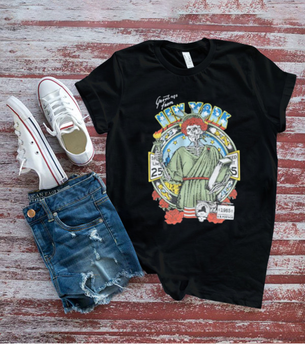 Greetings From New York Grateful Dead 1985 Skeleton Liberty Stamp United States T-Shirt
